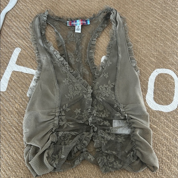 Urban Outfitters Olive Lace Camisole with covered button super pretty! Small - Picture 5 of 8
